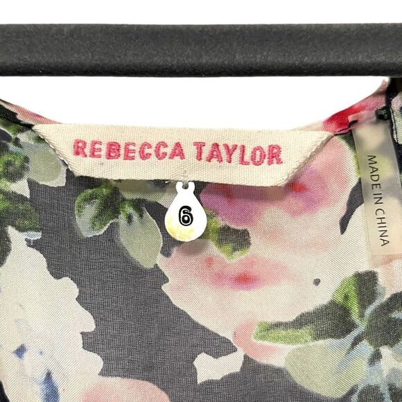 REBECCA TAYLOR Floral Silk Flutter Racerback Top 6 - Picture 3 of 6